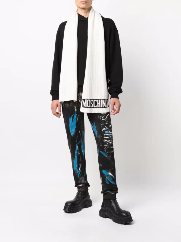 MOSCHINO SCIARPA LOGO PANNA
